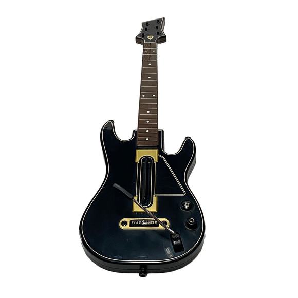 Activision Guitar Hero Power Wireless Guitar Xbox 360 PS3 Black Gold - NO DONGLE - Picture 1 of 6